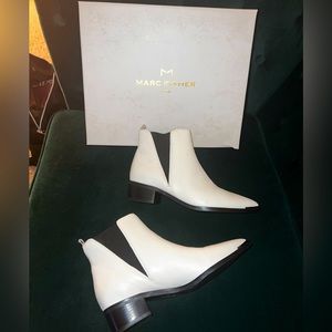 Marc Fisher White Point Toe Booties